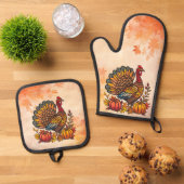 Traditionele vakantie Thanksgiving Ovenwant & Pannenlap Set (Top down)