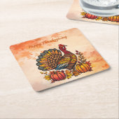 Traditionele vakantie Thanksgiving papier Onderzet Kartonnen Onderzetters (Schuin)