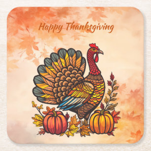 Traditionele vakantie Thanksgiving papier Onderzet Kartonnen Onderzetters
