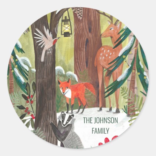 Traditionele vakantiegronddieren ronde sticker (Voorkant)