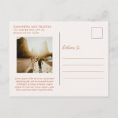 Traditionele verbrande Oranje bruiloft Save the Da Aankondigingskaart (Achterkant)