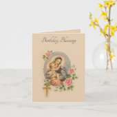 Traditionele Verjaardagszegeningen Maagd Maria Kaa Kaart (Gele Bloem)