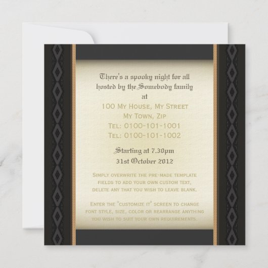 Traditionele viampierfeestelijke uitnodigingen (Achterkant)