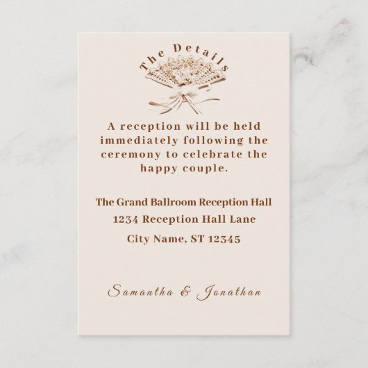 Traditionele Victoriaans bruiloft Informatiekaartje (Voorkant)