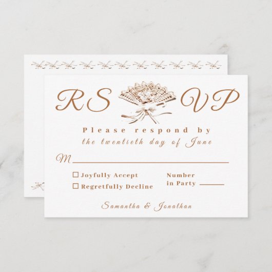 Traditionele Victoriaans bruiloft RSVP Kaart (Voorkant / Achterkant)
