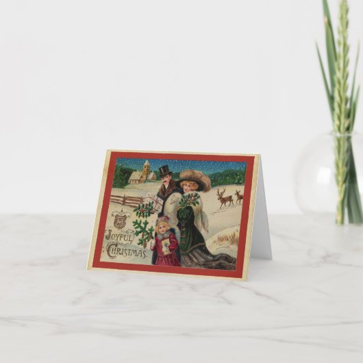 Traditionele  Victoriaans kerst Feestdagen Kaart (Voorkant)