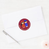 Traditionele Vietnamese ao Dai Wedding Couple Ronde Sticker (Envelop)