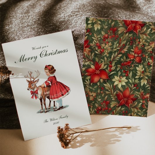 Traditionele vintage kerst feestdagenkaart