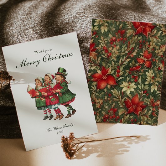 Traditionele vintage kerst feestdagenkaart