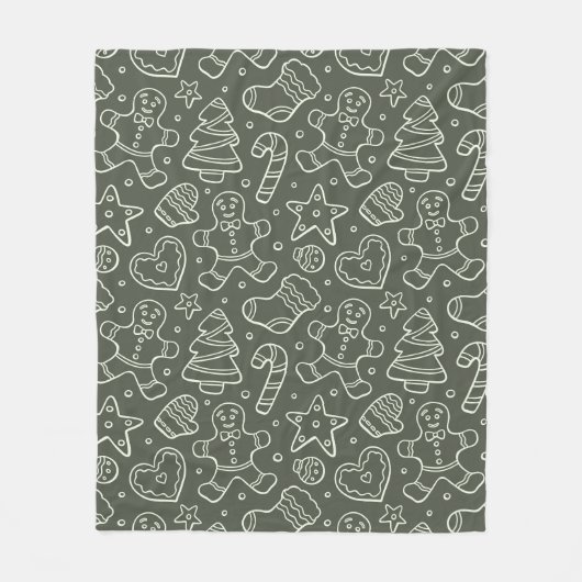 Traditionele Vintage Kerst Gingerbread Man Fleece Deken (Voorkant)