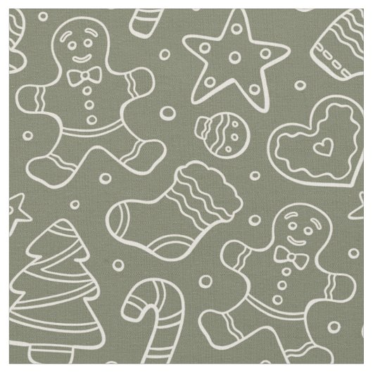 Traditionele Vintage Kerst Gingerbread Man Stof (Close Up)