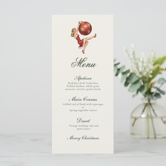 Traditionele vintage kerst menu (Staand voorkant)