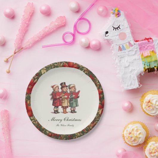 Traditionele vintage kerst papieren bordje (Feest)