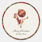 Traditionele vintage kerst ronde sticker (Voorkant)