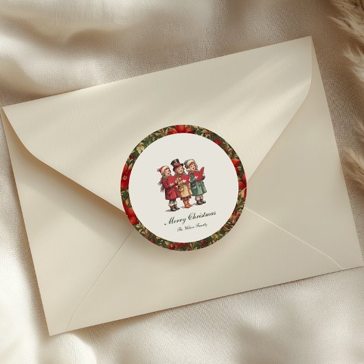 Traditionele vintage kerst ronde sticker