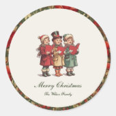 Traditionele vintage kerst ronde sticker (Voorkant)
