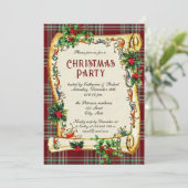 Traditionele Vintage Kerstfeest Scroll Plaid Kaart (Staand voorkant)