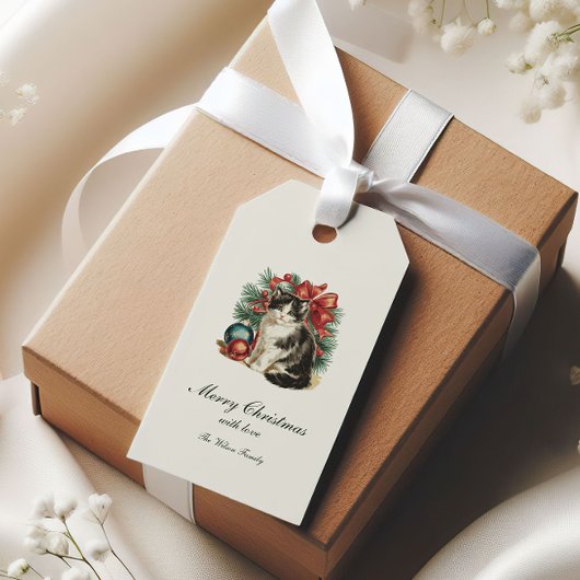 Traditionele vintage kerstgrillen cadeaulabel