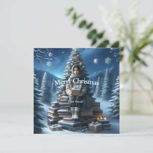 Traditionele vintage kerstkaart (Staand voorkant)