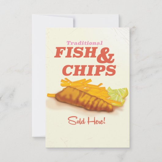 Traditionele vis en Chips vintage afdruk Kaart (Voorkant)