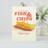 Traditionele vis en Chips vintage afdruk Kaart (Staand voorkant)