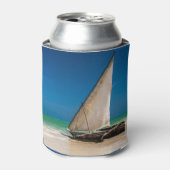 Traditionele vissersboot op het strand blikjeskoeler (Blikje Voorkant)