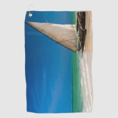 Traditionele vissersboot op het strand golfhanddoek (Voorkant)
