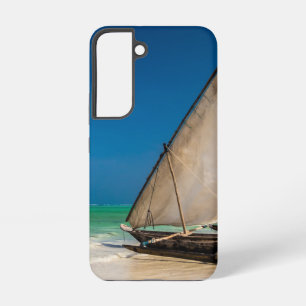 Traditionele vissersboot op het strand samsung galaxy hoesje