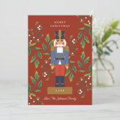 Traditionele voedingskraker rood en groen feestdagenkaart (Staand voorkant)