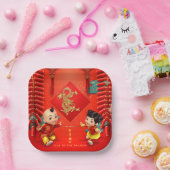 Traditionele voetzoekers Chinese Dragon Year SqP Papieren Bordje (Feest)