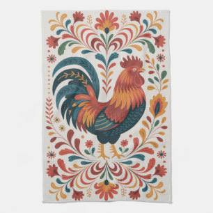 Traditionele volkskeukenhane-illustratie theedoek