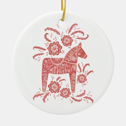 Traditionele volkskunst in Dala Horse Keramisch Ornament (Voorkant)