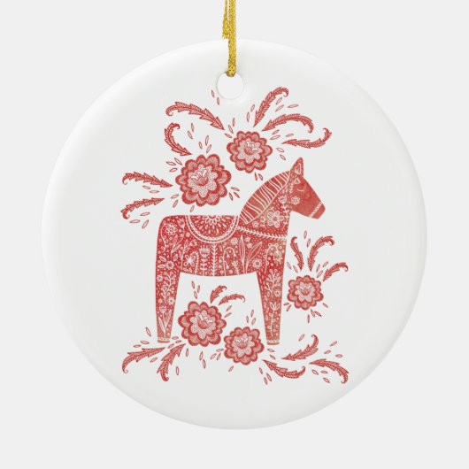 Traditionele volkskunst in Dala Horse Keramisch Ornament (Achterkant)