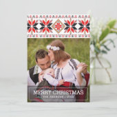 Traditionele volkskunst Noordse kerstfoto Feestdagenkaart (Staand voorkant)