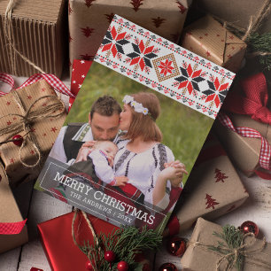 Traditionele volkskunst Noordse kerstfoto Feestdagenkaart