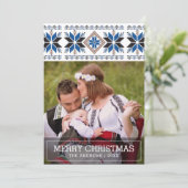 Traditionele volkskunst Noordse kerstfoto Feestdagenkaart (Staand voorkant)