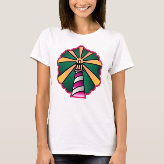 Traditionele Vuurtoren Illustratie T-shirt (Voorkant)