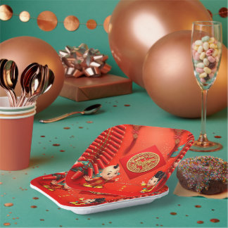 Traditionele vuurwerk Chinees Paard Jaar SqP Papieren Bordje