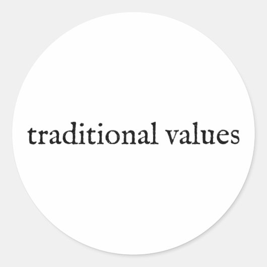 Traditionele waarden ronde sticker (Voorkant)