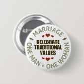 Traditionele waarden vieren ronde button 5,7 cm (Voorkant /achterkant)