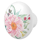 Traditionele Waterverf Floral Peony in roze design Keramische Knop (Rechts)