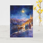 Traditionele Waterverf Geboorte met Wijze Mannen Kaart (Gele Bloem)