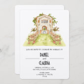 Traditionele Waterverf kerk bruiloft Kaart (Voorkant / Achterkant)