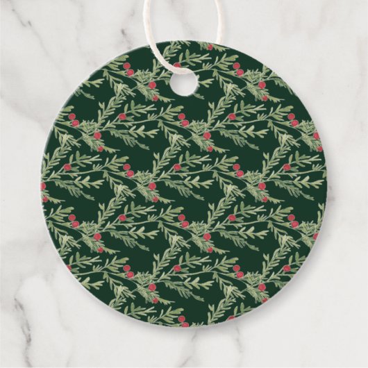 Traditionele waterverf kerst bloemenkrans bedankjes labels (Voorkant)