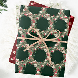 Traditionele waterverf kerst bloemenkrans inpakpapier vel