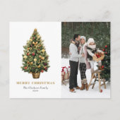 Traditionele Waterverf kerstboom foto Feestdagenkaart (Voorkant)