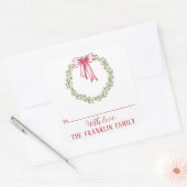 Traditionele Waterverf kerstkrans naar & van Vierkante Sticker (Envelop)