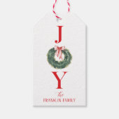 Traditionele Waterverf Kerstkrans Vreugde Cadeaulabel (Voorkant)