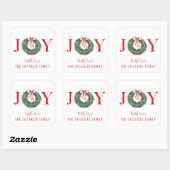 Traditionele Waterverf Kerstkrans Vreugde Vierkante Sticker (Vel)