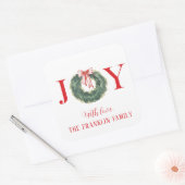 Traditionele Waterverf Kerstkrans Vreugde Vierkante Sticker (Envelop)